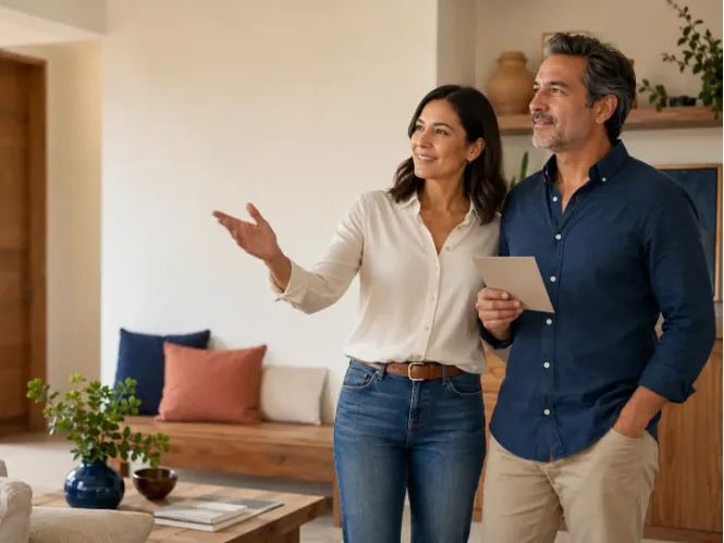 Pareja revisando un espacio del hogar